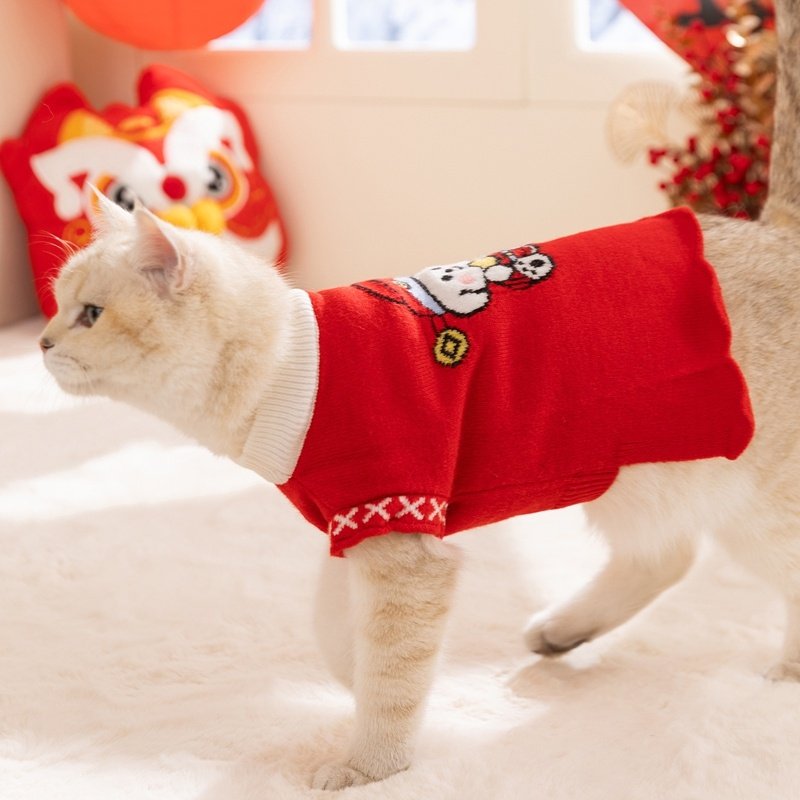 Autumn And Winter Dog Knitted Sweaters, Happy Little Dogs, Prosperous New Year Sweaters, Teddy Bichon Frises, Cat Pet Warm Clothes - Image 8