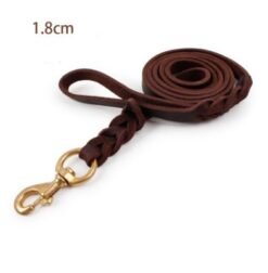 The first layer of leather dog leashes in the large dog chain demu training rope horse dog Golden Retriever dog rope - Brown, 18MMx120CM