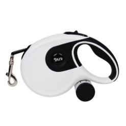 Dog Automatic Leashes Retractable One Button Break  Lock Soft Hand Grip - White, 8m