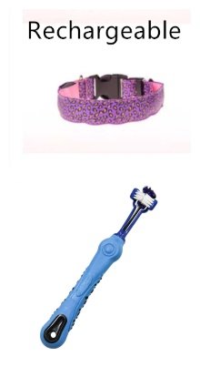 LED Dog Collar Safety Adjustable Nylon Leopard Pet Collar - Pink RechargeableANDBlue, M