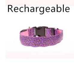 LED Dog Collar Safety Adjustable Nylon Leopard Pet Collar - Pink Rechargeable, S
