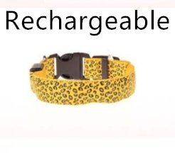 LED Dog Collar Safety Adjustable Nylon Leopard Pet Collar - Yellow Rechargeable, L
