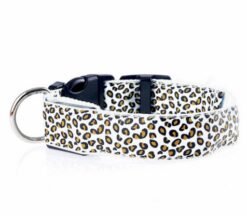 LED Dog Collar Safety Adjustable Nylon Leopard Pet Collar - White, S