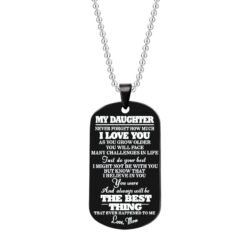 To My Daughter Son Black Silver Stainless Steel Dog Tags Necklace - B1