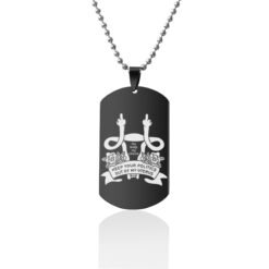 Mind Your Own Uterus Stainless Steel Dog Tags Necklace - Black, Design8