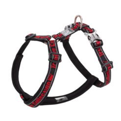 Dog Harness Reflective No Pull Tactical Military Training Design Neoprene Padded Comfort Mesh Adjustable - Black red, XL