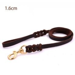 The first layer of leather dog leashes in the large dog chain demu training rope horse dog Golden Retriever dog rope - Brown, 16MM x120CM