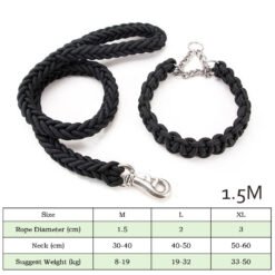 Dog Collars And Belt Covers, Heavy-duty Nylon Braided Ropes, For Training And Walking Leashes Of Small, Medium And Large Dogs - Black, L
