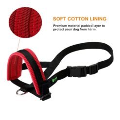 Dog Mouth Muzzle Anti Bark Dog Collar Breathable Dog Training Tool Nylon Muzzle Set With Stripes Summer Pet Leashes - Red, L