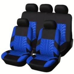 5 Piece Full Set Car Seat Covers Universal Fit For Cars Trucks & SUVs Non-Slip Soft & Warm Automotive Seat Covers & Accessories Blue - CB24109