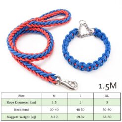 Dog Collars And Belt Covers, Heavy-duty Nylon Braided Ropes, For Training And Walking Leashes Of Small, Medium And Large Dogs - Red and blue, M