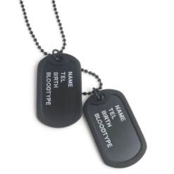 Letter Double Dog Tag Necklace - Black
