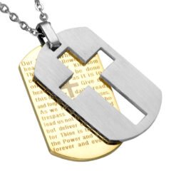 Cross Dog Tag Pendant - Gold