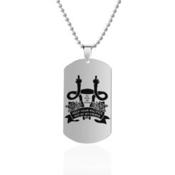 Mind Your Own Uterus Stainless Steel Dog Tags Necklace - Silver, Design8