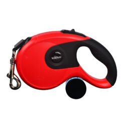 Dog Automatic Leashes Retractable One Button Break  Lock Soft Hand Grip - Red, 8m