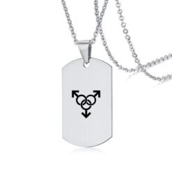 Stainless Steel LGBT ID Necklace Jewelry Engrave Gay Lesbian Transgender Symbol Dog Tags Necklaces For Men Women - Silver, Design3