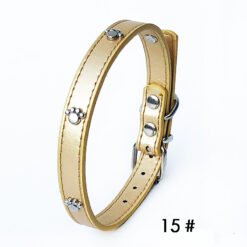Pack Of 10 1.5 Leather Collars Dog Collars PU Collars - Gold, 10PCS