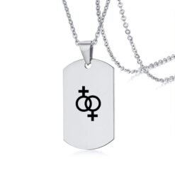 Stainless Steel LGBT ID Necklace Jewelry Engrave Gay Lesbian Transgender Symbol Dog Tags Necklaces For Men Women - Silver, Design9