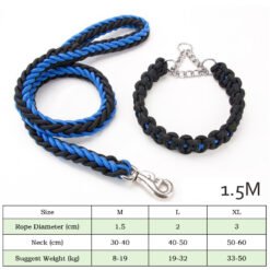 Dog Collars And Belt Covers, Heavy-duty Nylon Braided Ropes, For Training And Walking Leashes Of Small, Medium And Large Dogs - Blue and black, XL