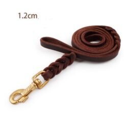 The first layer of leather dog leashes in the large dog chain demu training rope horse dog Golden Retriever dog rope - Brown, 12MMx270CM