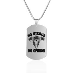 Mind Your Own Uterus Stainless Steel Dog Tags Necklace - Silver, Design2