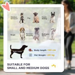 Alternative view of PawHut Dog Pram Dog Stroller 4 Wheels Pet Pushchair With Rolling Door, Cushion, Safety Leashes, For Small And Medium Breeds, Dark Blue