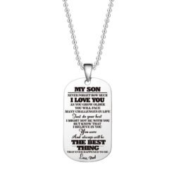 To My Daughter Son Black Silver Stainless Steel Dog Tags Necklace - S1