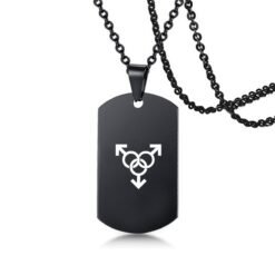 Stainless Steel LGBT ID Necklace Jewelry Engrave Gay Lesbian Transgender Symbol Dog Tags Necklaces For Men Women - Black, Design3