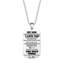 To My Daughter Son Black Silver Stainless Steel Dog Tags Necklace - S2