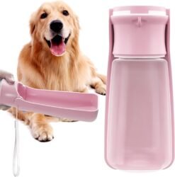 Portable Dog Water Bottle For Walking Portable Pet Water Bottles For Puppy Small Medium Large Dogs Water Dispenser Dog Water Bowl Dog Accessories - Pink, 550ml
