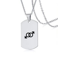 Stainless Steel LGBT ID Necklace Jewelry Engrave Gay Lesbian Transgender Symbol Dog Tags Necklaces For Men Women - Silver, Design8