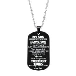 To My Daughter Son Black Silver Stainless Steel Dog Tags Necklace - B4