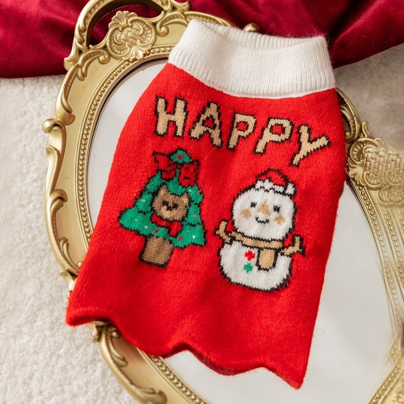 Autumn And Winter Dog Knitted Sweaters, Happy Little Dogs, Prosperous New Year Sweaters, Teddy Bichon Frises, Cat Pet Warm Clothes - Image 6