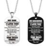 To My Daughter Son Black Silver Stainless Steel Dog Tags Necklace