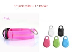 Safety Dog LED Collar - Pink x tracker, S