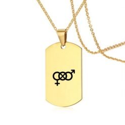 Stainless Steel LGBT ID Necklace Jewelry Engrave Gay Lesbian Transgender Symbol Dog Tags Necklaces For Men Women - Gold, Design7