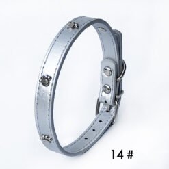 Pack Of 10 1.5 Leather Collars Dog Collars PU Collars - Silver, 10PCS
