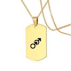 Stainless Steel LGBT ID Necklace Jewelry Engrave Gay Lesbian Transgender Symbol Dog Tags Necklaces For Men Women - Gold, Design4