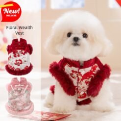 Autumn And Winter Dog New Year Clothes, Chinese-style Small Dog New Year Clothes, Festive Cat Cotton-padded Jackets, Pet Tang Suits