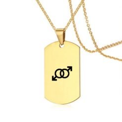 Stainless Steel LGBT ID Necklace Jewelry Engrave Gay Lesbian Transgender Symbol Dog Tags Necklaces For Men Women - Gold, Design8