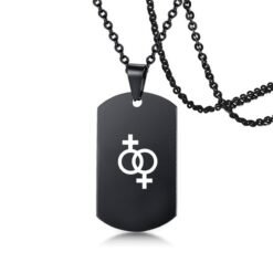 Stainless Steel LGBT ID Necklace Jewelry Engrave Gay Lesbian Transgender Symbol Dog Tags Necklaces For Men Women - Black, Design9