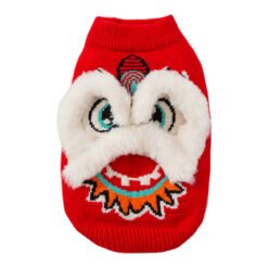 Cats' Autumn And Winter Warmth, Hairless Cats, New Year Lion Dance, Festive Two-legged Sweaters, Knitted Sweaters, Dog And Pet Cat Clothes - Red, XL