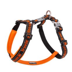 Dog Harness Reflective No Pull Tactical Military Training Design Neoprene Padded Comfort Mesh Adjustable - Black orange, XL