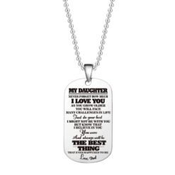To My Daughter Son Black Silver Stainless Steel Dog Tags Necklace - S3