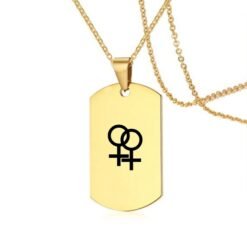 Stainless Steel LGBT ID Necklace Jewelry Engrave Gay Lesbian Transgender Symbol Dog Tags Necklaces For Men Women - Gold, Design5