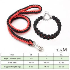 Dog Collars And Belt Covers, Heavy-duty Nylon Braided Ropes, For Training And Walking Leashes Of Small, Medium And Large Dogs - Red and black, XL