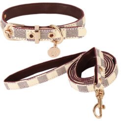 Hand Holding Rope Sets Of  Leather Collars For Small Pets - Rice Square