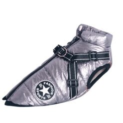 Large Pet Dog Jackets Winter Warm Dogs Clothes  Coats - Silver grey, XL