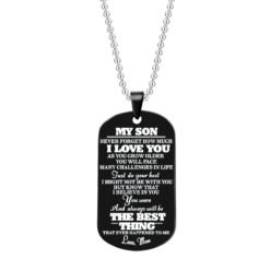 To My Daughter Son Black Silver Stainless Steel Dog Tags Necklace - B3