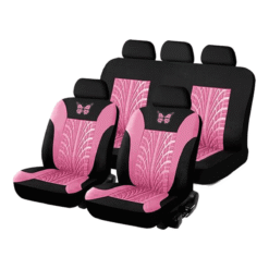 Alternative view of 9PCS Universal Car Seat Covers Full Set Protector Cushion Front Rear 3D Butterfly Embroidery Pattern, Pink